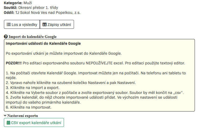 Návod pro importování událostí do Kalendáře Google